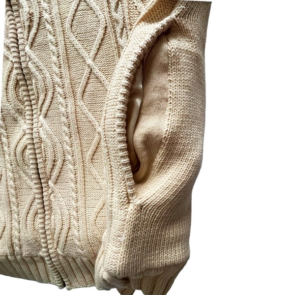 Scandia Woods Aran Cable Knit Sherpa Lined Full Zip Sweater Jacket | LARGE - Picture 7 of 11